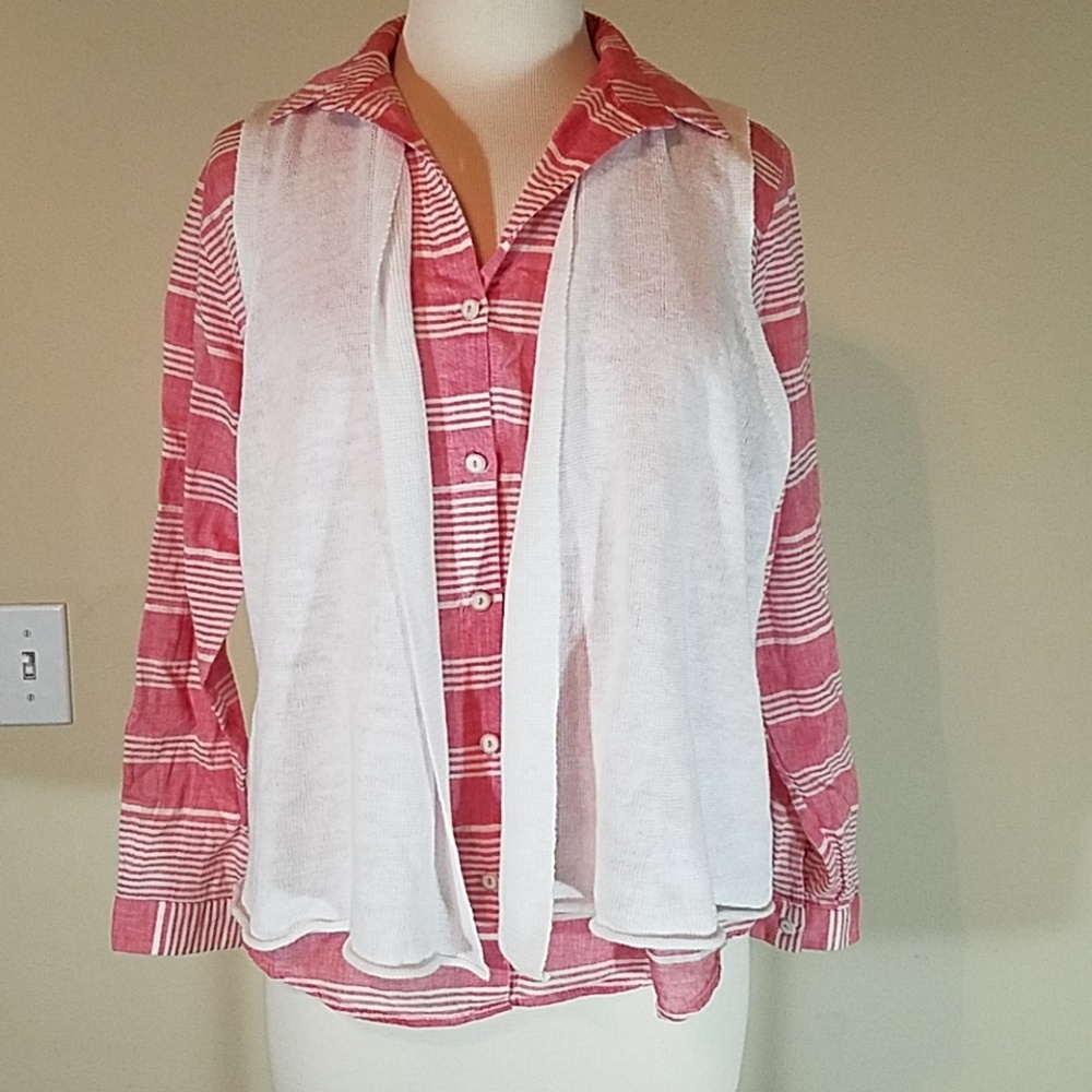 Eileen Fisher 100% linen Sweater Vest White size L